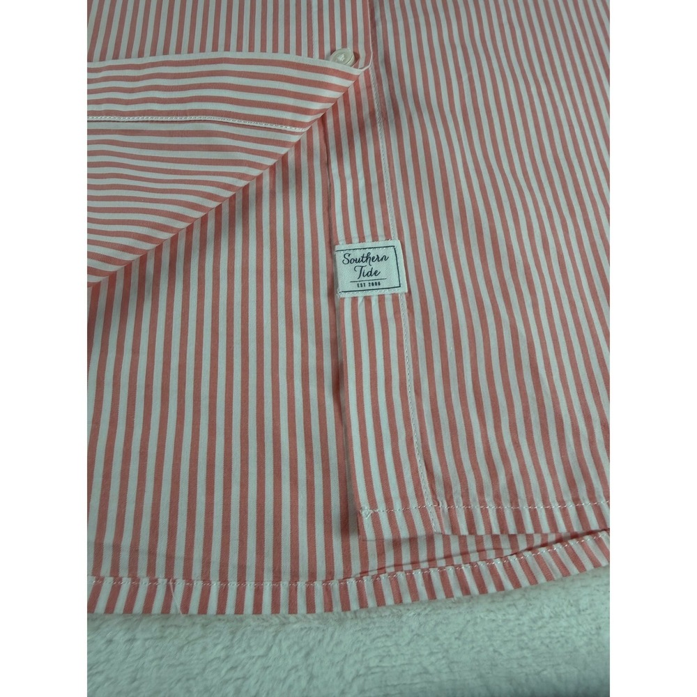 Southern Tide Cam Stripe Poplin Dress Womens M Pink White Preppy Coastal - Picture 6 of 13